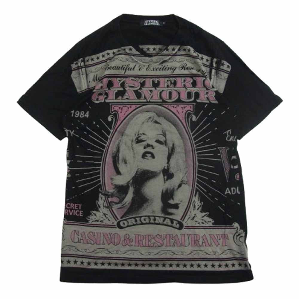 HYSTERIC GLAMOUR ヒステリックグラマー 0241CT10 Casino and restaurant ALL Over Print 半袖Ｔシャツ ブラック系 S【中古】