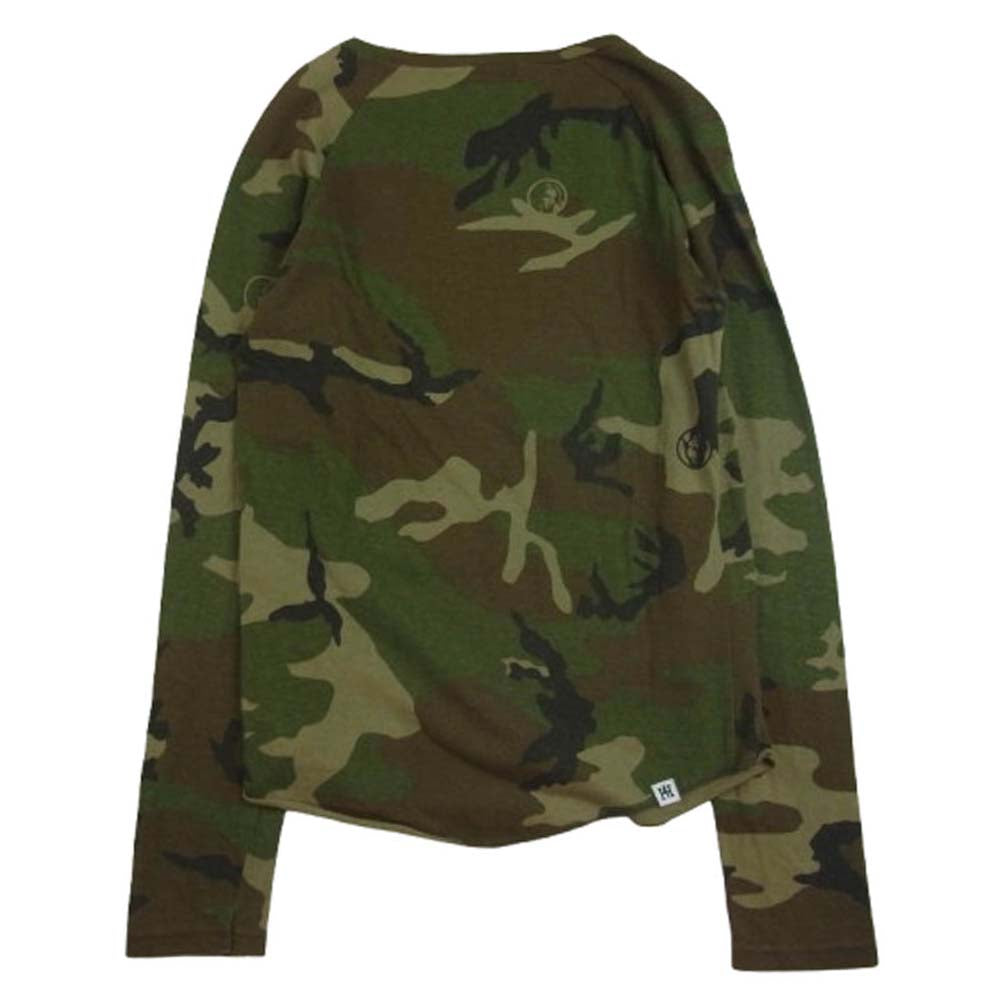 HYSTERIC GLAMOUR ヒステリックグラマー 0253CL01 ヒスガール シルクスクリーン プリント カモフラ 長袖 カットソー カーキ系 S【中古】