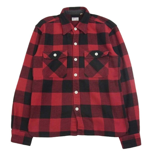 THE FLAT HEAD ザフラットヘッド HN-52W ブロック チェック 長袖 ヘビー ネル シャツ ブラック系 レッド系 36【中古】