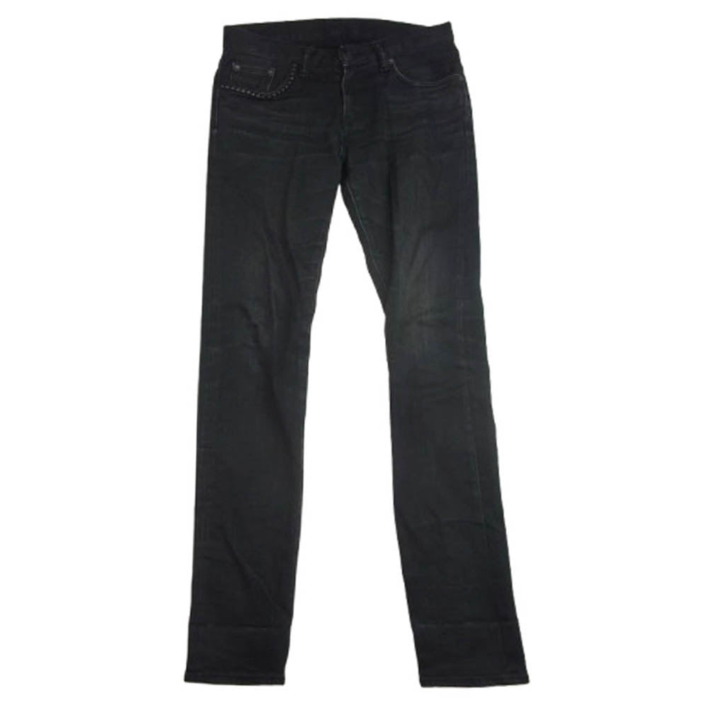 HYSTERIC GLAMOUR ヒステリックグラマー 0243AP18 加工 スタッズ ストレッチ スリム ブラック デニム パンツ ブラック系 28【中古】