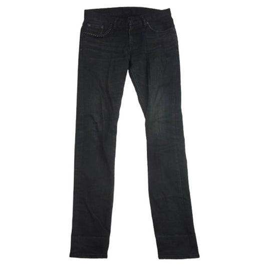 HYSTERIC GLAMOUR ヒステリックグラマー 0243AP18 加工 スタッズ ストレッチ スリム ブラック デニム パンツ ブラック系 28【中古】