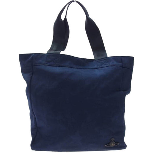 Vivienne WestwoodMAN ヴィヴィアンウエストウッドマン オーブ付 総柄 ナイロン トート バッグ ネイビー系【中古】