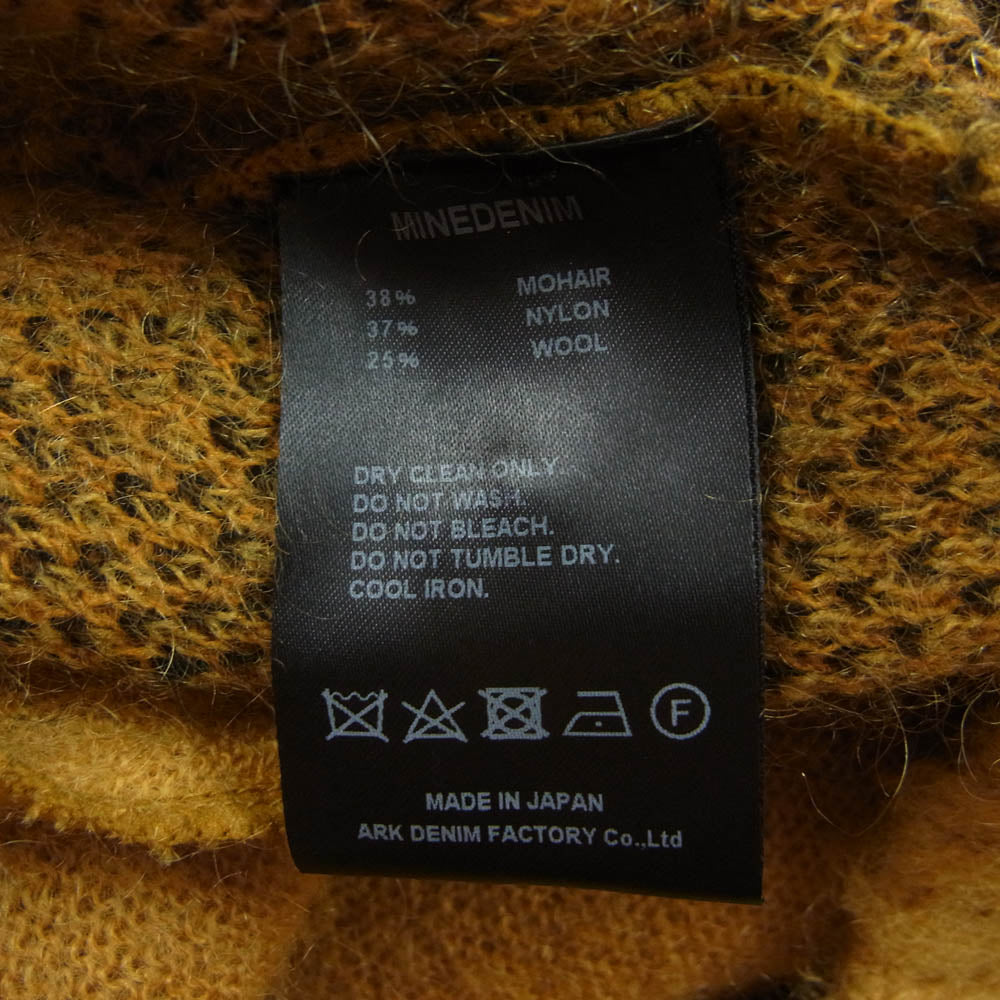 MINEDENIM マインデニム 22AW Kid Mohair Leopard Knit Long Cardigan レオパード モヘア ニット カーディガン M イエロー系 2【中古】