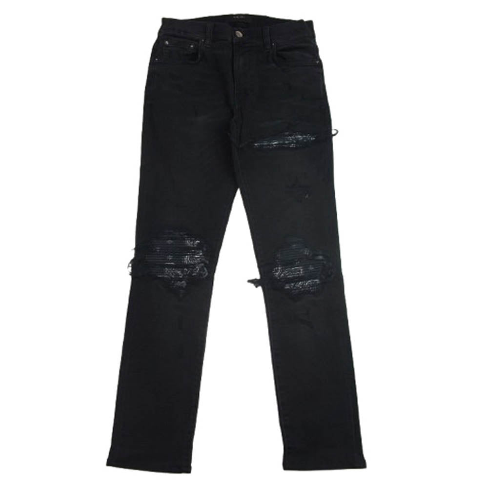 AMIRI アミリ RN 150712 ペイズリー ダメージ加工ストレッチ デニム パンツ ブラック系 W28【中古】