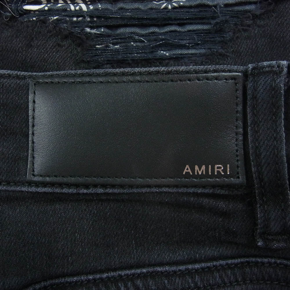 AMIRI アミリ RN 150712 ペイズリー ダメージ加工ストレッチ デニム パンツ ブラック系 W28【中古】