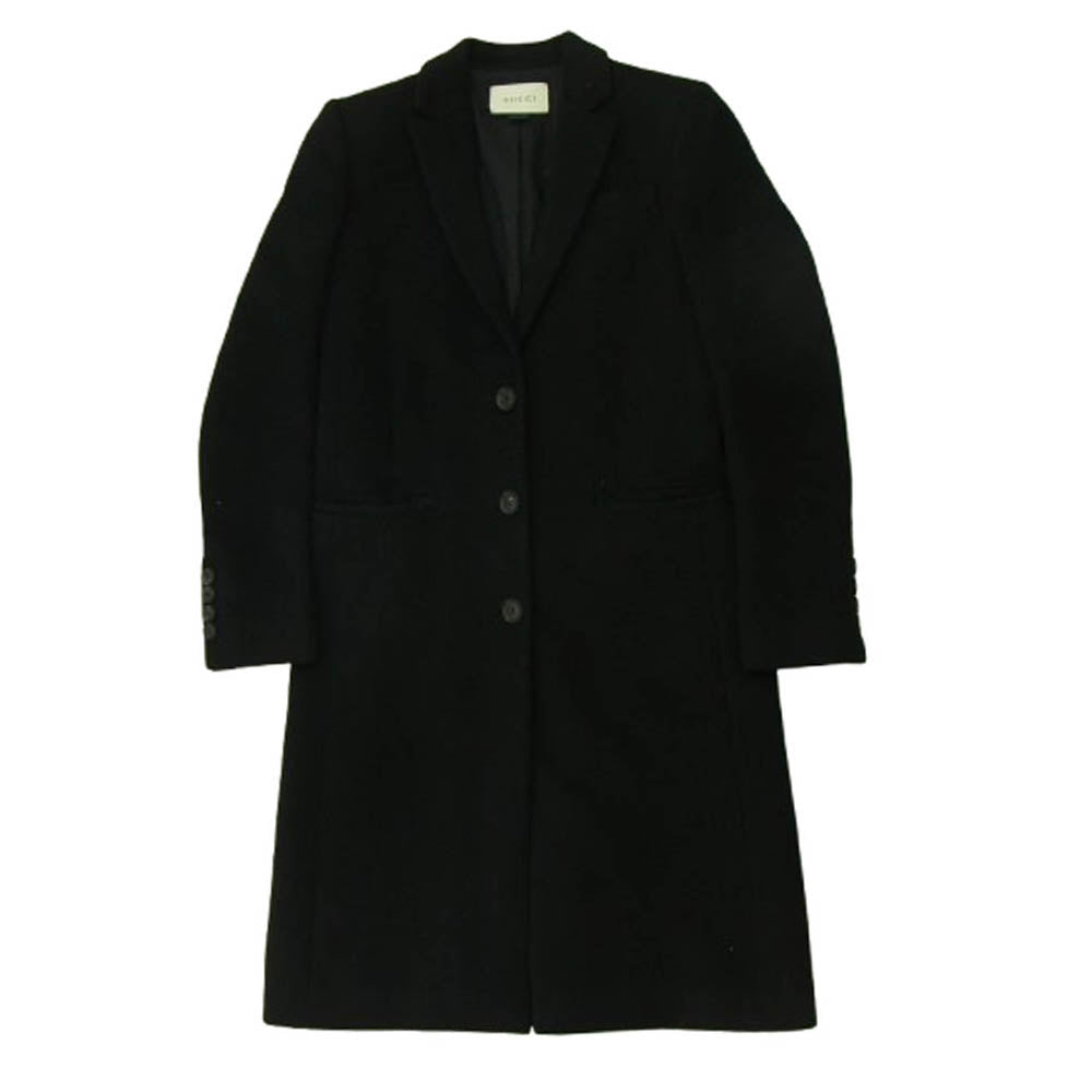 GUCCI グッチ 17年製 455739 ウール レーヨン チェスター コート ブラック系 40【中古】