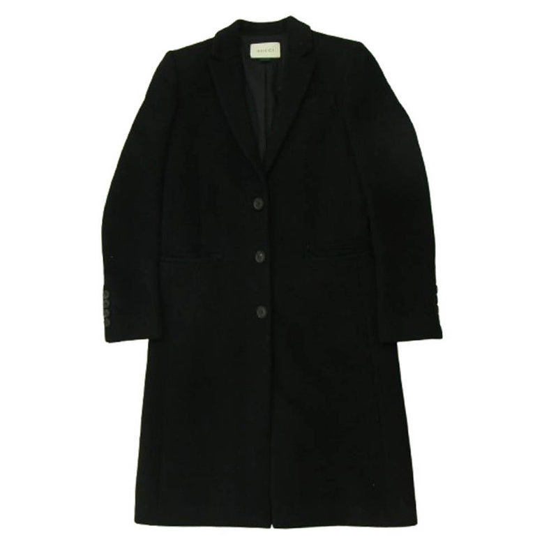 GUCCI グッチ 17年製 455739 ウール レーヨン チェスター コート ブラック系 40【中古】