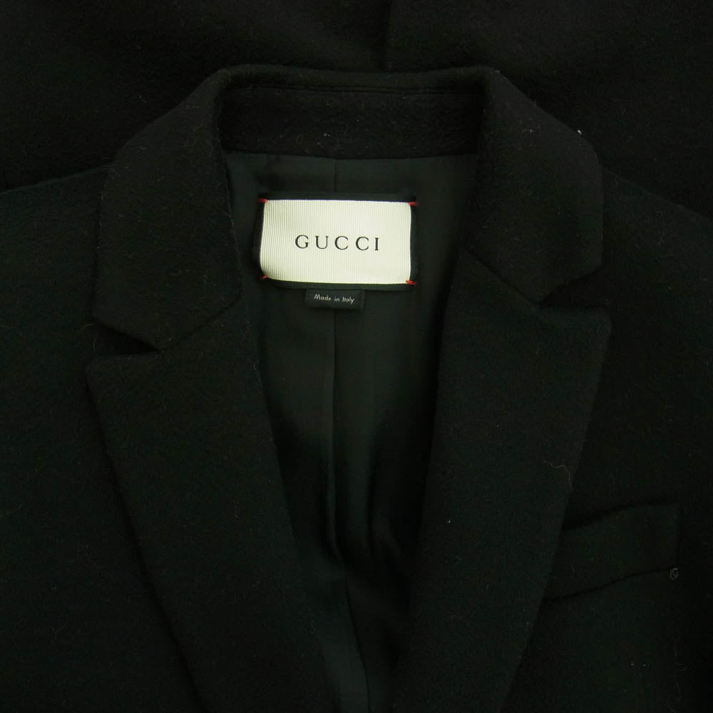 GUCCI グッチ 17年製 455739 ウール レーヨン チェスター コート ブラック系 40【中古】