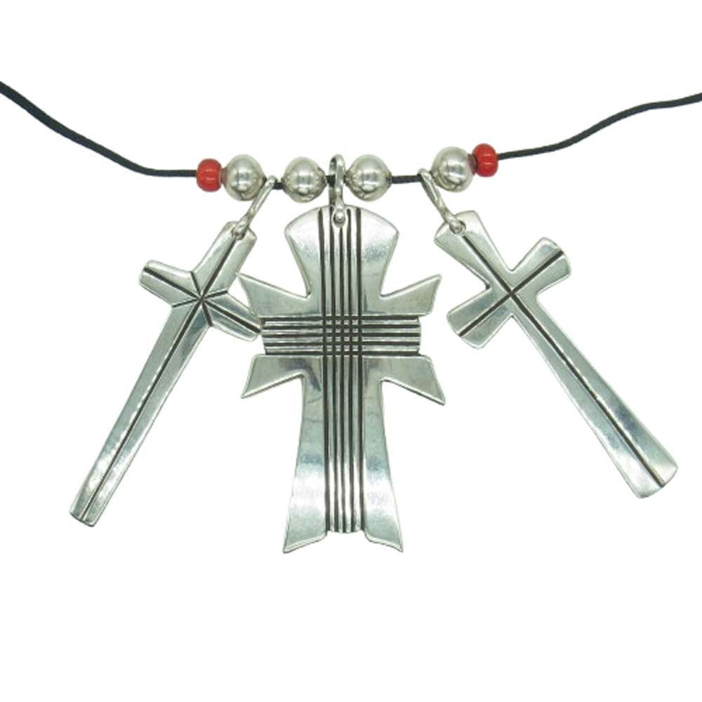 Cippy Crazy Horse シッピークレイジーホース Triple Cross Necklace トリプル クロス シルバー ネックレス シルバー系【中古】
