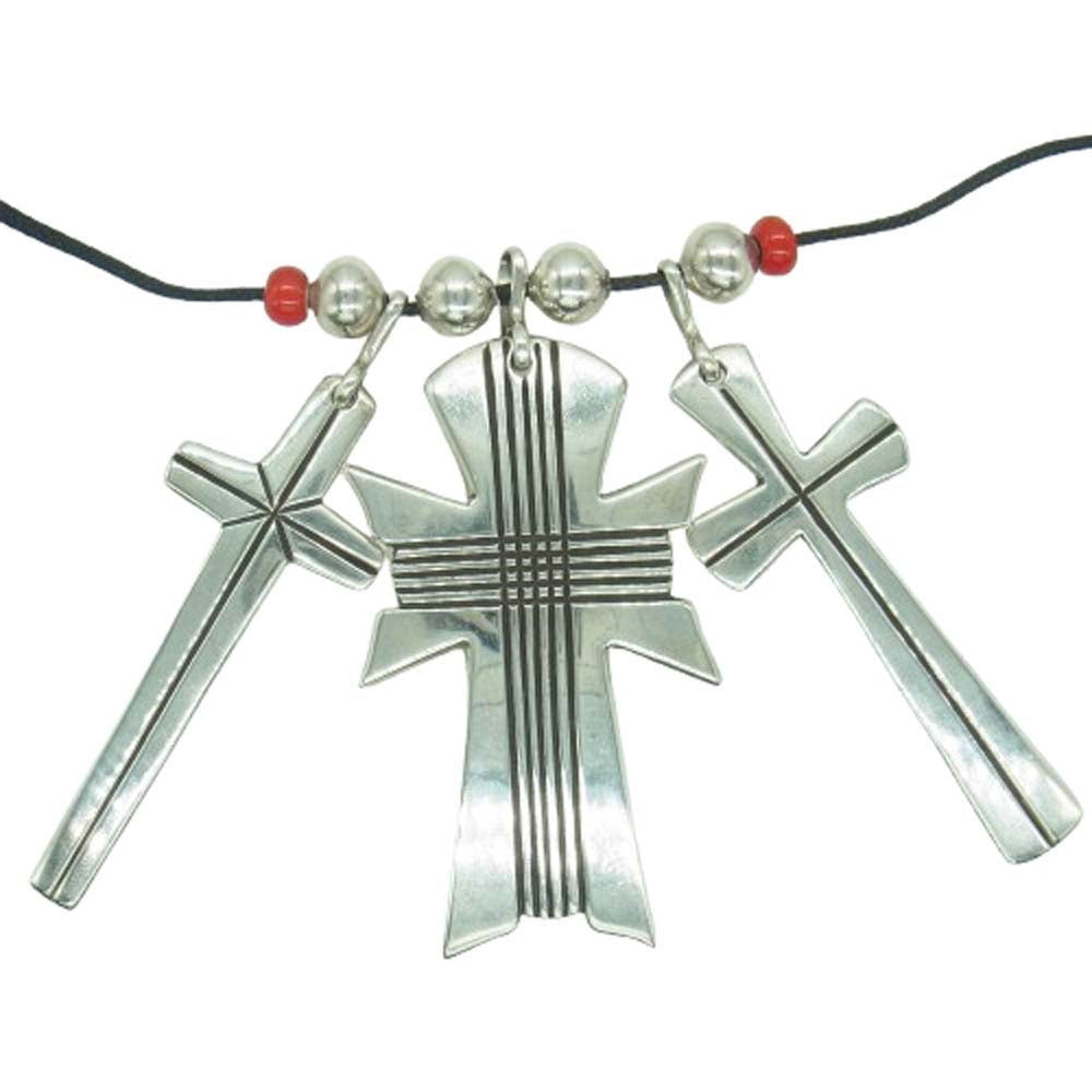 Cippy Crazy Horse シッピークレイジーホース Triple Cross Necklace トリプル クロス シルバー ネックレス シルバー系【中古】