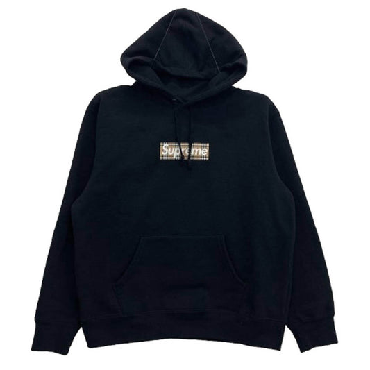 Supreme シュプリーム 22SS Burberry Box Logo Hooded Sweatshirt Black バーバリー ボックス ロゴ フーディー パーカー スウェットシャツ ブラック系 S【中古】