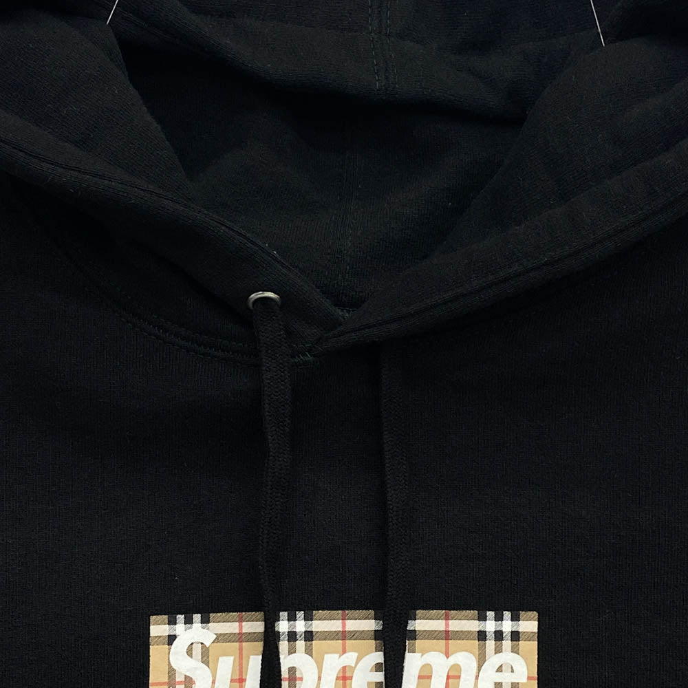 Supreme シュプリーム 22SS Burberry Box Logo Hooded Sweatshirt Black バーバリー ボックス ロゴ フーディー パーカー スウェットシャツ ブラック系 S【中古】