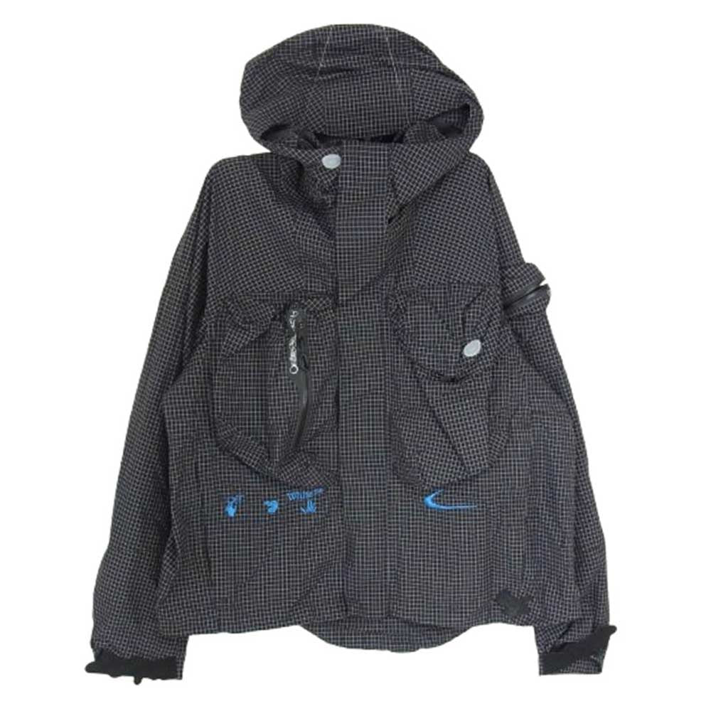 NIKE ナイキ DN1750-010 OFF-WHITE オフホワイト AS NRG JACKET チェック ロゴ刺繍 マウンテンパーカー フーディー ジャケット ブラック系 XS【中古】