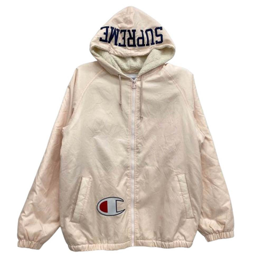 Supreme シュプリーム Champion チャンピオン 17AW Sherpa Lined Hooded Jacket シェルパ ラインド フーデッド ジャケット ピンク系 M【中古】