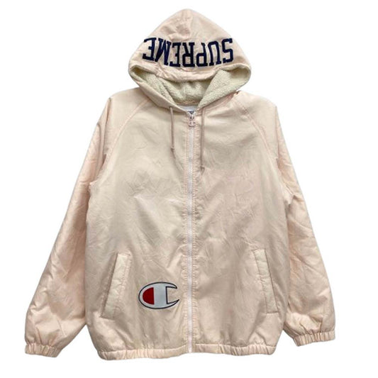 Supreme シュプリーム Champion チャンピオン 17AW Sherpa Lined Hooded Jacket シェルパ ラインド フーデッド ジャケット ピンク系 M【中古】