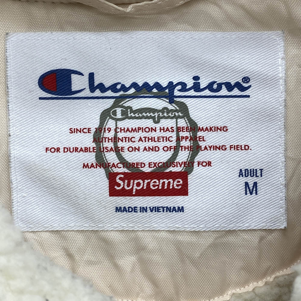 Supreme シュプリーム Champion チャンピオン 17AW Sherpa Lined Hooded Jacket シェルパ ラインド フーデッド ジャケット ピンク系 M【中古】