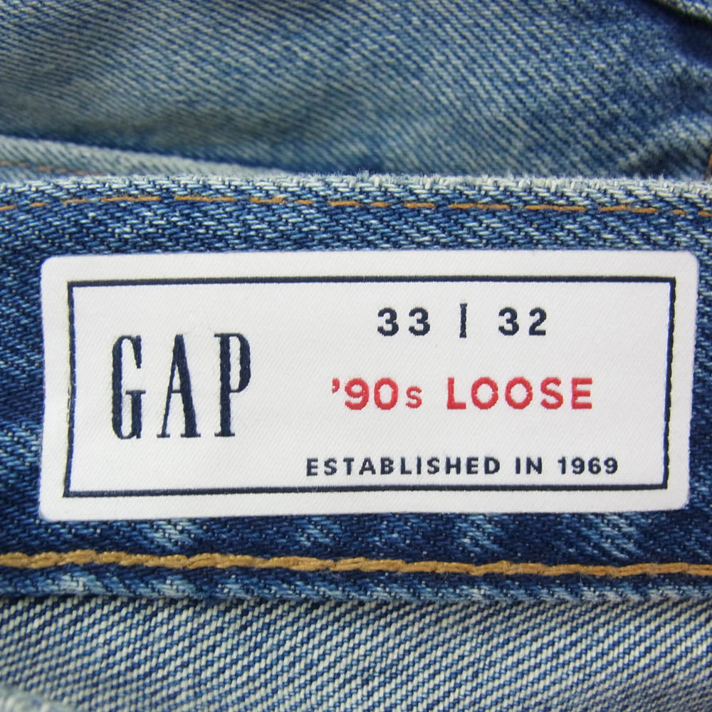 GAP ギャップ 90s LOOSE FIT DENIM ダメージ加工 ルーズフィット デニムパンツ ジーンズ インディゴブルー系 33【中古】