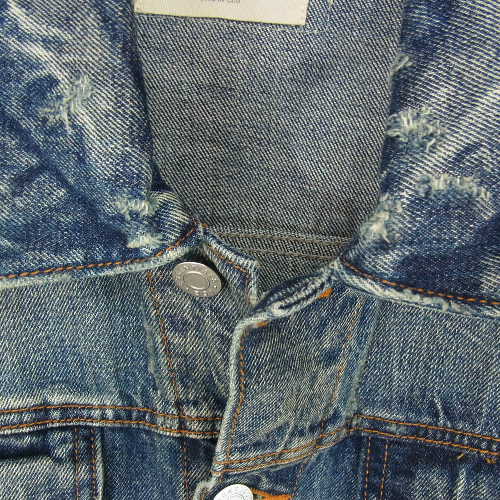 FEAR OF GOD フィアオブゴッド ESSENTIALS エッセンシャルズ バックロゴパッチ デニムジャケット ジージャン インディゴブルー系 L【中古】