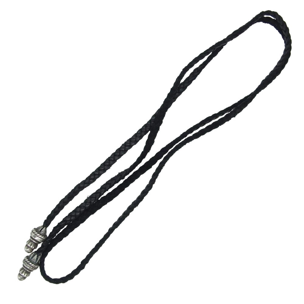 CHROME HEARTS クロムハーツ（原本無） LEATHER BRAID BOLO レザーブレイド ボロチップ ネックレス ブラック系 シルバー系【中古】