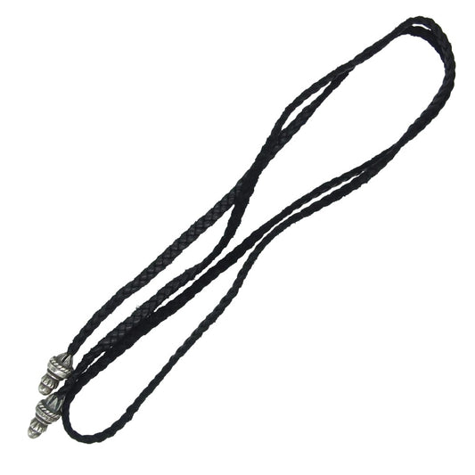 CHROME HEARTS クロムハーツ（原本無） LEATHER BRAID BOLO レザーブレイド ボロチップ ネックレス ブラック系 シルバー系【中古】