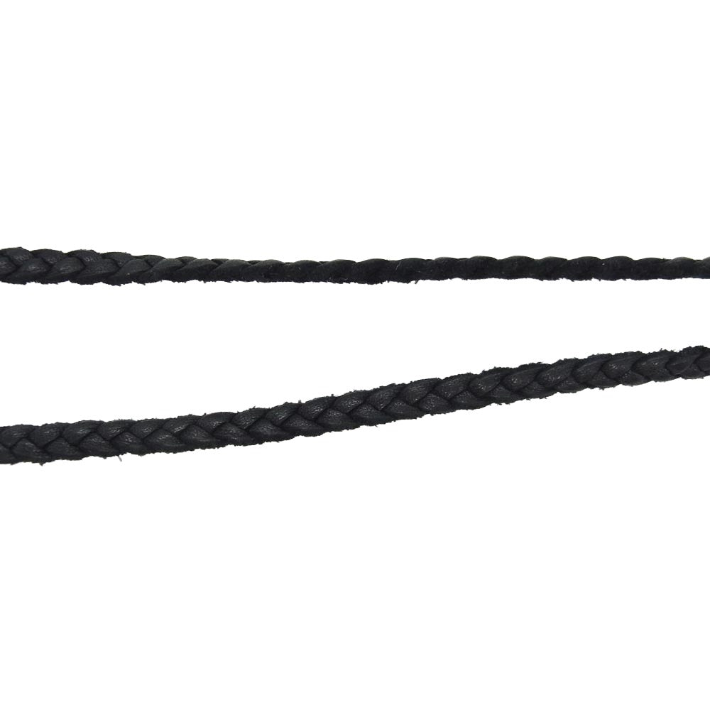 CHROME HEARTS クロムハーツ（原本無） LEATHER BRAID BOLO レザーブレイド ボロチップ ネックレス ブラック系 シルバー系【中古】