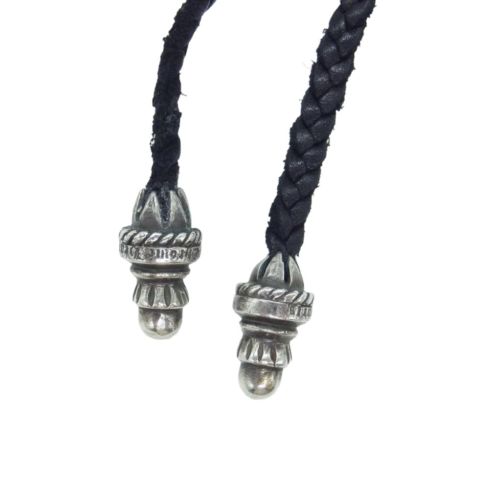 CHROME HEARTS クロムハーツ（原本無） LEATHER BRAID BOLO レザーブレイド ボロチップ ネックレス ブラック系 シルバー系【中古】
