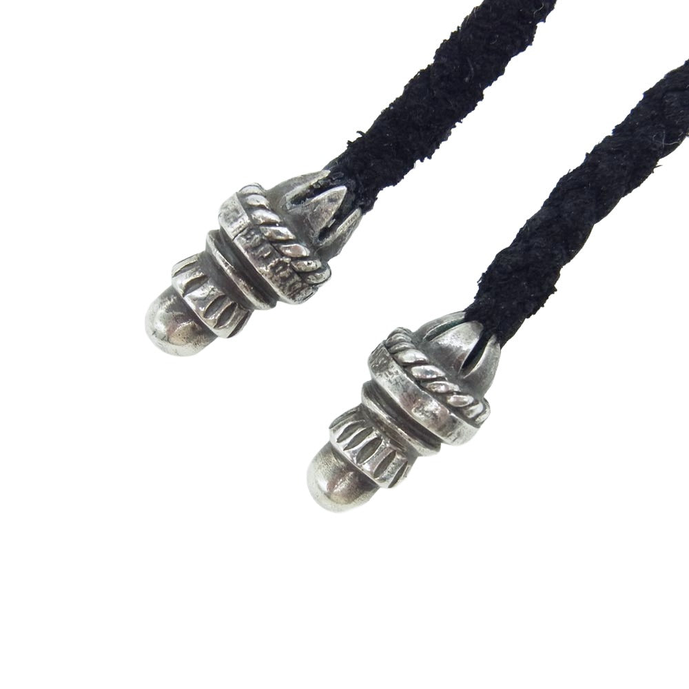 CHROME HEARTS クロムハーツ（原本無） LEATHER BRAID BOLO レザーブレイド ボロチップ ネックレス ブラック系 シルバー系【中古】