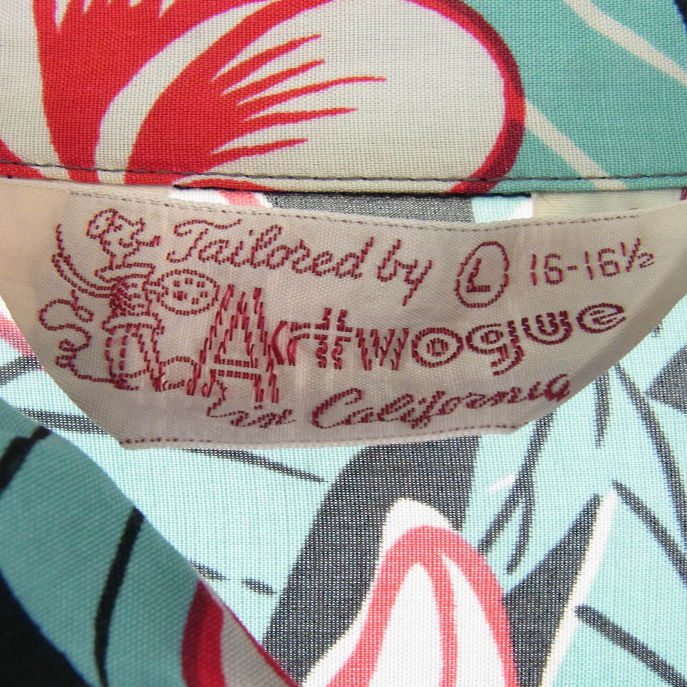 SUN SURF サンサーフ SS38423 SP ARTVOGUE HULA GIRL スペシャル フラガール アロハ ハワイアン シャツ ブラック系 マルチカラー系 L【美品】【中古】