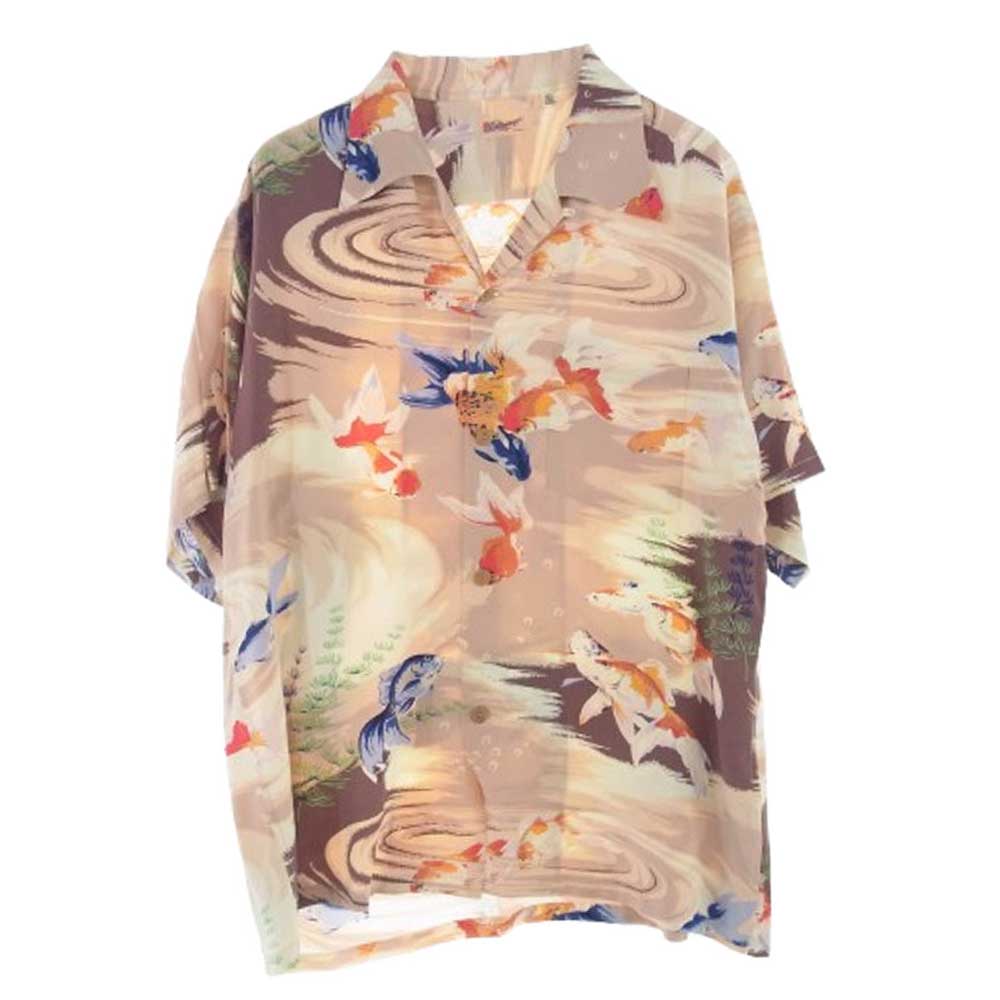 SUN SURF サンサーフ SS38027 GOLD FISH 金魚 アロハ ハワイアン シャツ ピンク系 マルチカラー系 L【美品】【中古】