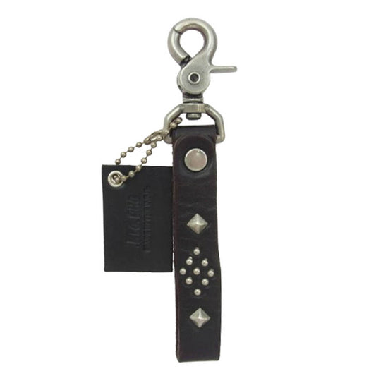 HTC エイチティーシー RHC ロンハーマン 別注 Studs Leather Long Key Ring Wネーム スタッズ レザー キーリング ダークブラウン系【中古】