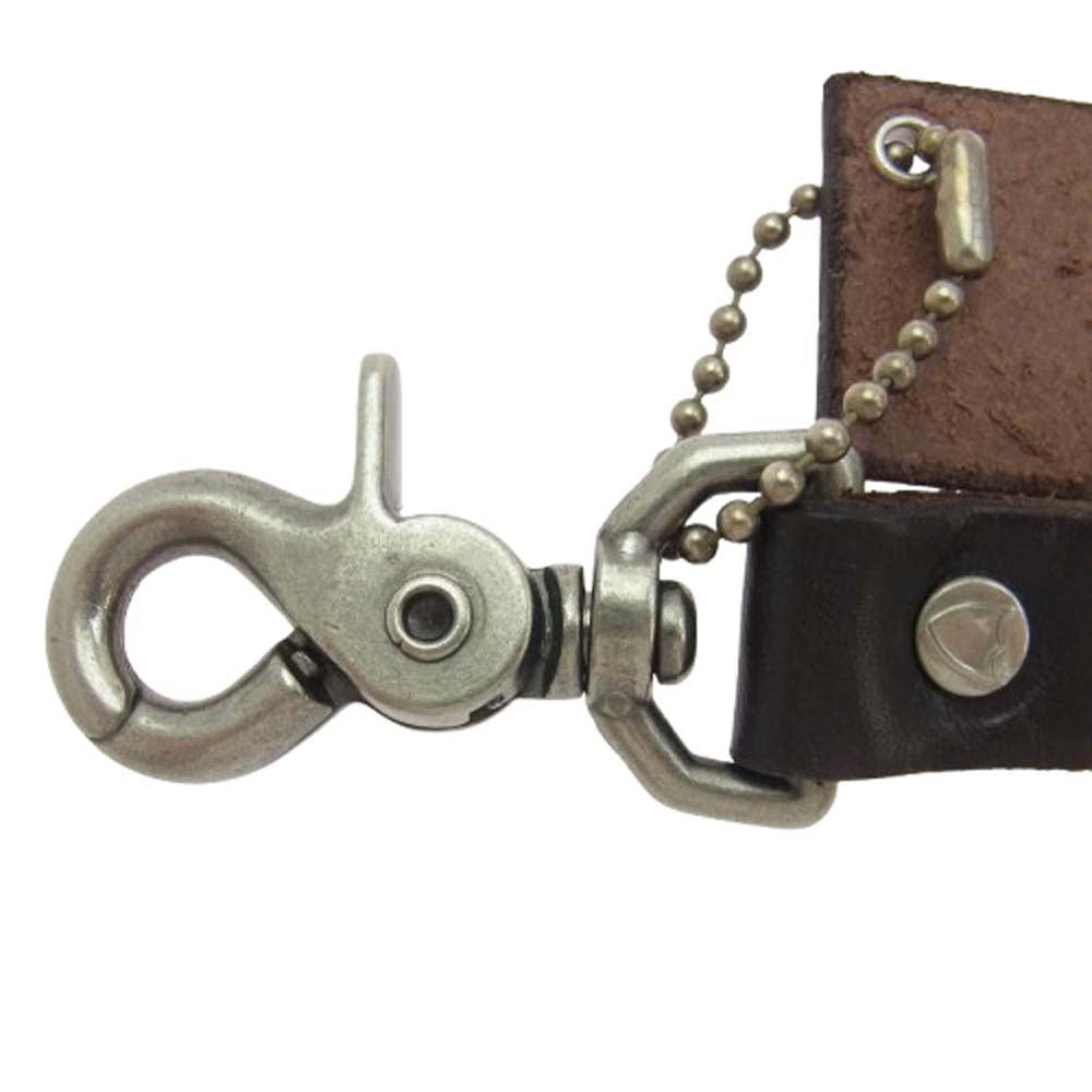HTC エイチティーシー RHC ロンハーマン 別注 Studs Leather Long Key Ring Wネーム スタッズ レザー キーリング ダークブラウン系【中古】