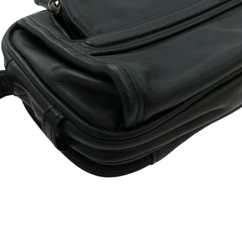 TUMI トゥミ オールレザー セカンドバッグ クラッチバッグ ブラック系【中古】