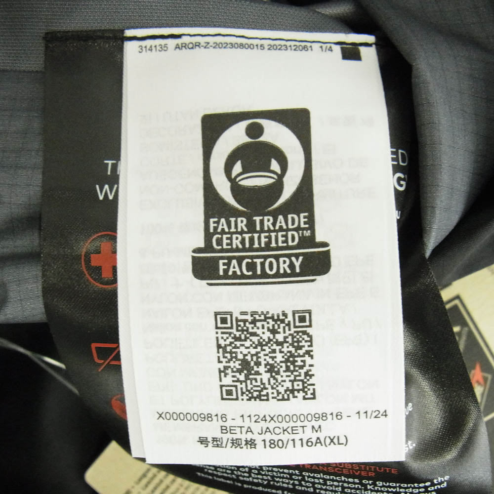 ARC'TERYX アークテリクス 24AW X000009816 GORE-TEX BETA JACKET ゴアテックス ベータジャケット マウンテンパーカー ブラック系 XL【極上美品】【中古】