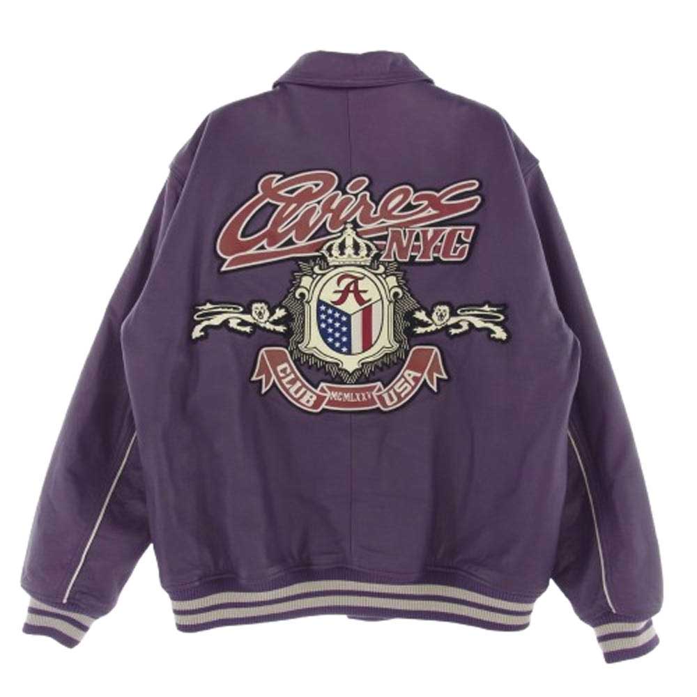 AVIREX アヴィレックス 783-3250078 VARSITY JACKET CROWN LOGO シープ レザー バーシティ ジャケット パープル系 XL【中古】