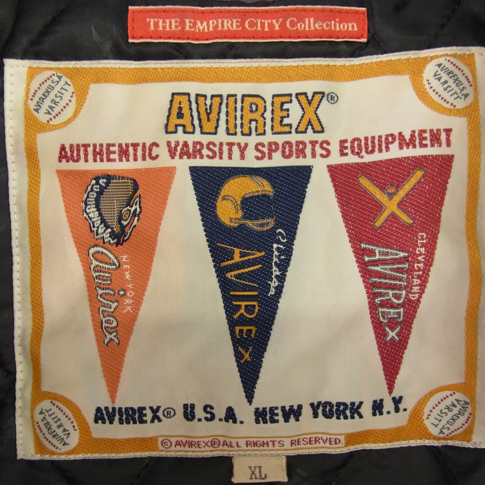 AVIREX アヴィレックス 783-3250078 VARSITY JACKET CROWN LOGO シープ レザー バーシティ ジャケット パープル系 XL【中古】