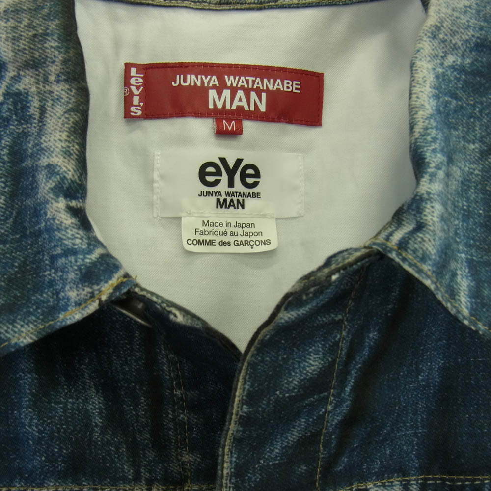 JUNYA WATANABE COMME des GARCONS MAN ジュンヤワタナベコムデギャルソンマン 22SS eYe アイ × Levis リーバイス × BerBerJin ベルベルジン デニム転写 トロンプルイユ コットン リネン トラッカー ジャケット インディゴブルー系 M【美品】【中古】