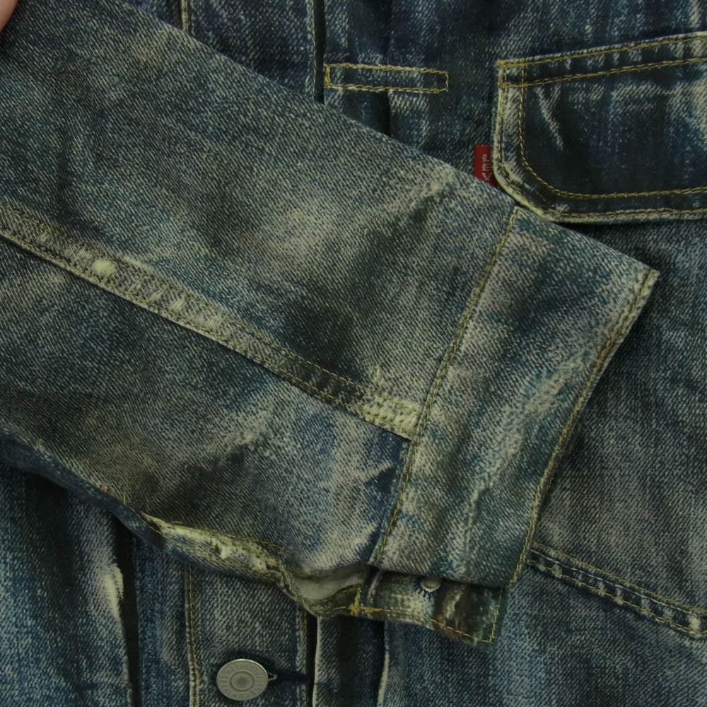 JUNYA WATANABE COMME des GARCONS MAN ジュンヤワタナベコムデギャルソンマン 22SS eYe アイ × Levis リーバイス × BerBerJin ベルベルジン デニム転写 トロンプルイユ コットン リネン トラッカー ジャケット インディゴブルー系 M【美品】【中古】