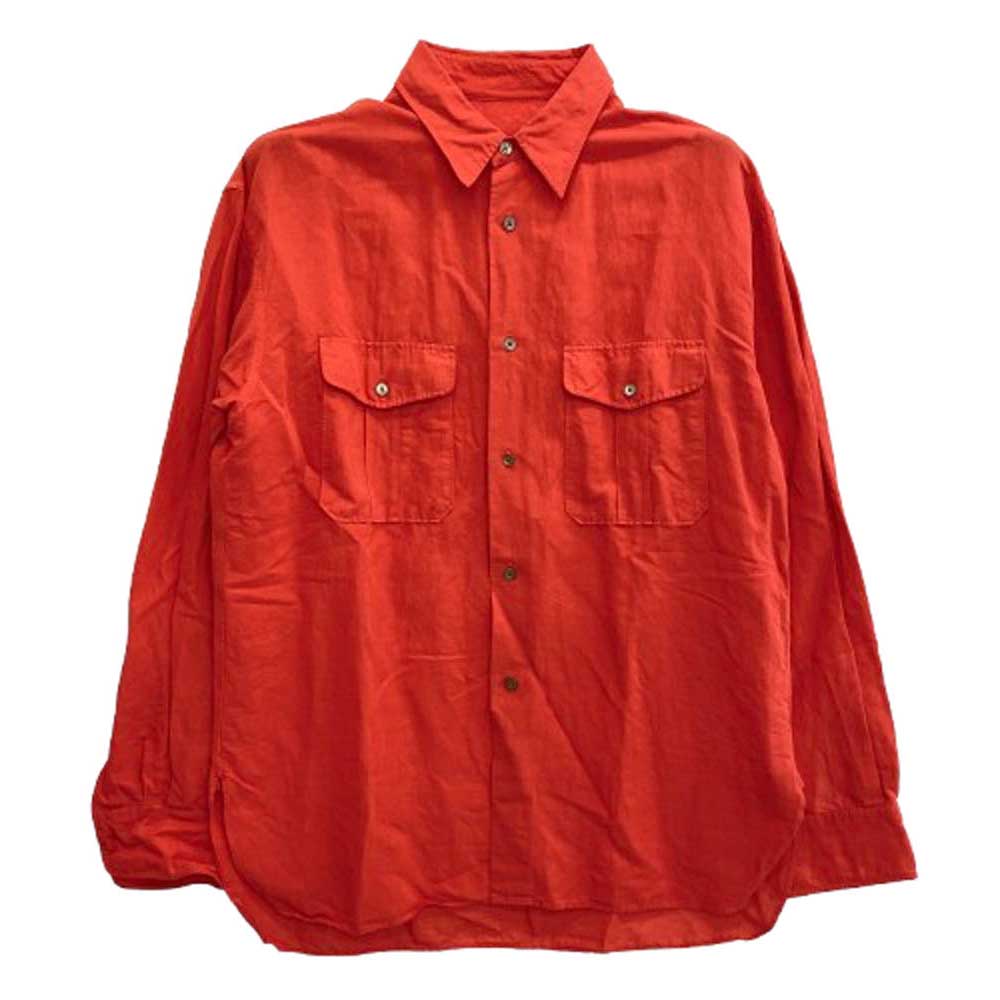 イレーヴ 2ポケット レギュラーカラー 長袖 シャツ オレンジ系 4【中古】