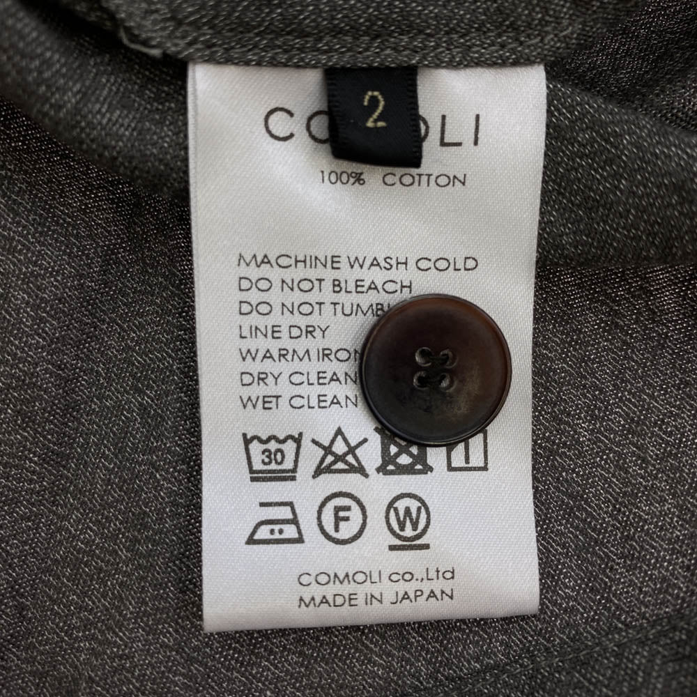 COMOLI コモリ 22SS V01-01020 ヨリ杢 コットン テーラード シャツ ジャケット グレー系 2【中古】