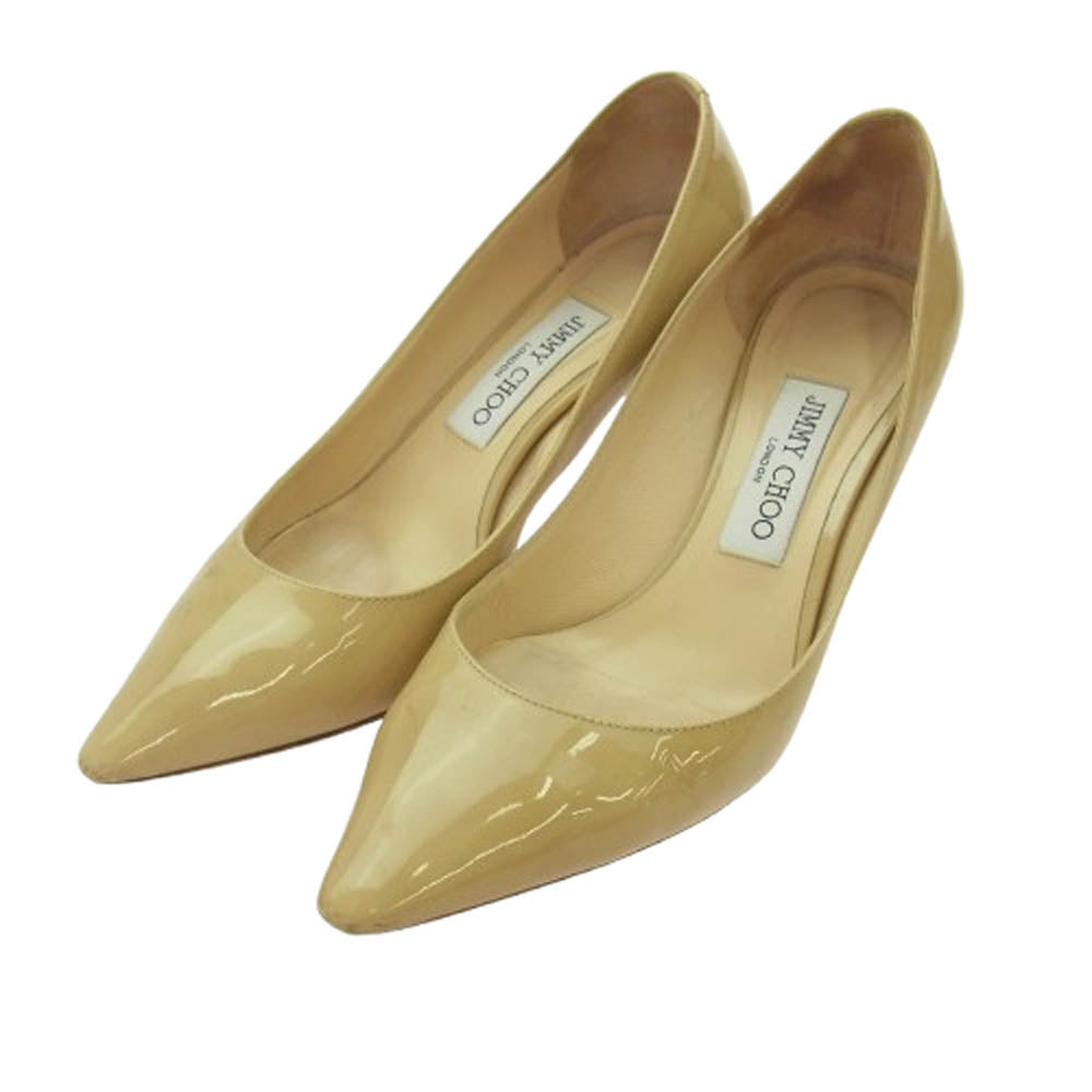 JIMMY CHOO ジミーチュウ パテント ヒール パンプス シューズ ベージュ系 37【中古】