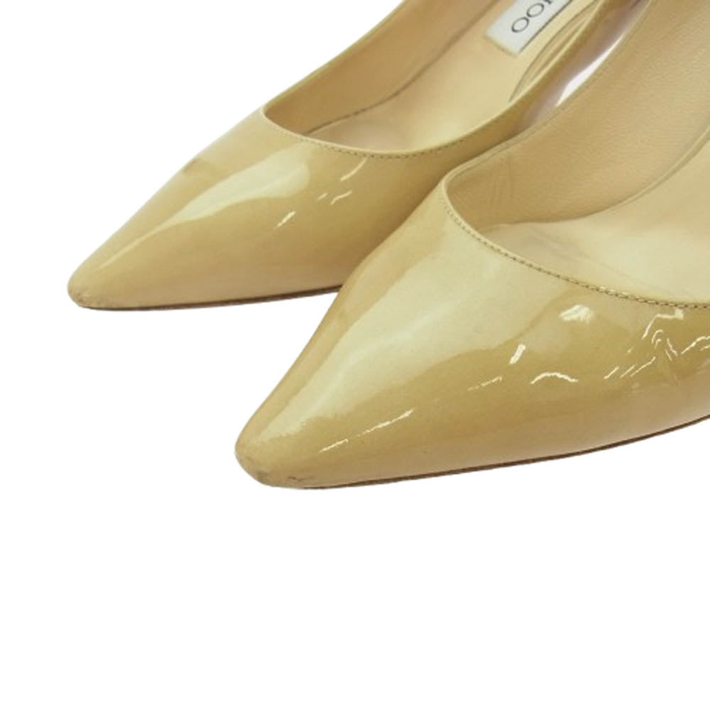 JIMMY CHOO ジミーチュウ パテント ヒール パンプス シューズ ベージュ系 37【中古】