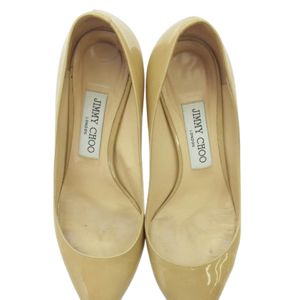 JIMMY CHOO ジミーチュウ パテント ヒール パンプス シューズ ベージュ系 37【中古】