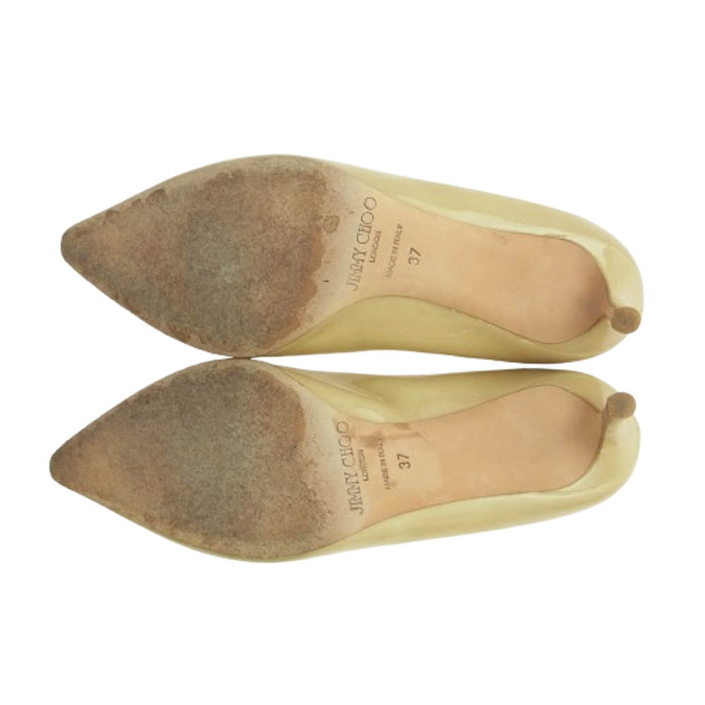 JIMMY CHOO ジミーチュウ パテント ヒール パンプス シューズ ベージュ系 37【中古】