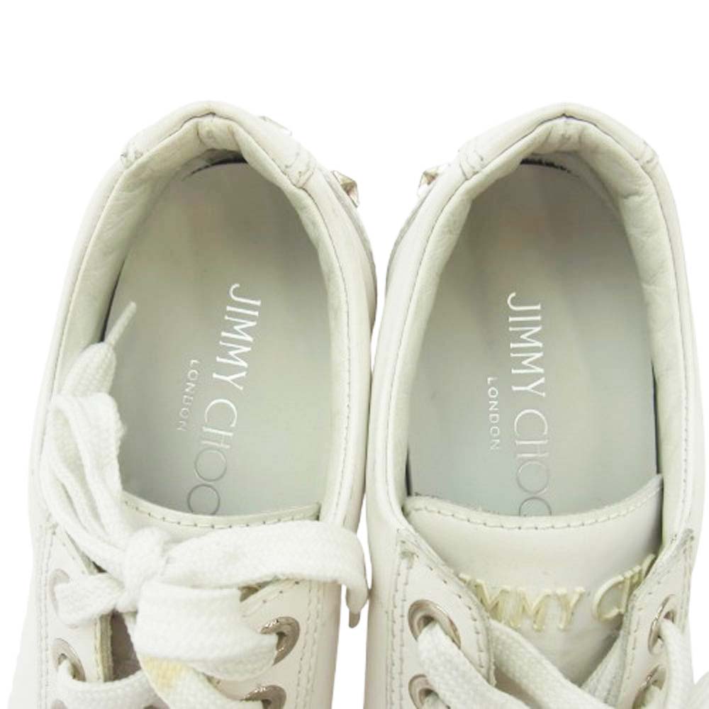 JIMMY CHOO ジミーチュウ CASH キャッシュ スタースタッズ スニーカー ホワイト系 37【中古】