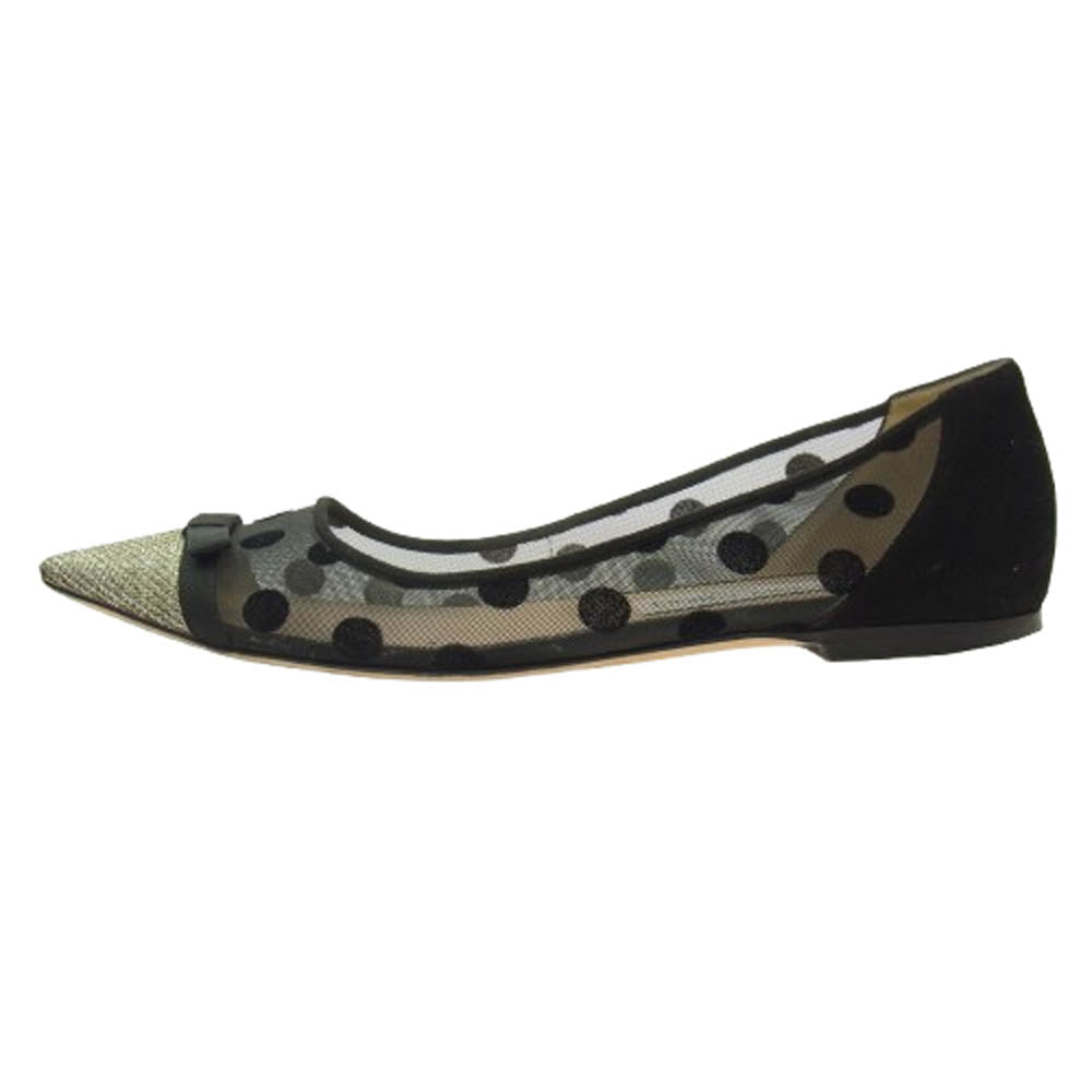 JIMMY CHOO ジミーチュウ DOROTHY FLAT ドロシー フラット メッシュ シューズ パンプス ブラック系 37【中古】