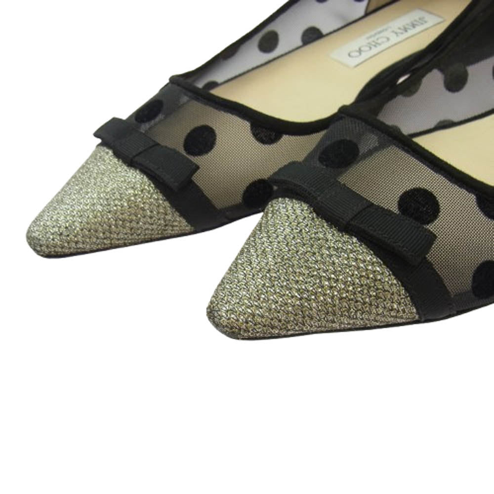 JIMMY CHOO ジミーチュウ DOROTHY FLAT ドロシー フラット メッシュ シューズ パンプス ブラック系 37【中古】