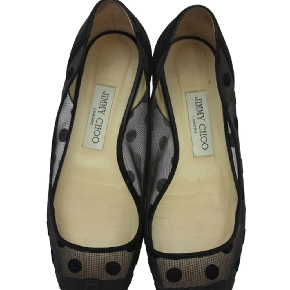 JIMMY CHOO ジミーチュウ DOROTHY FLAT ドロシー フラット メッシュ シューズ パンプス ブラック系 37【中古】