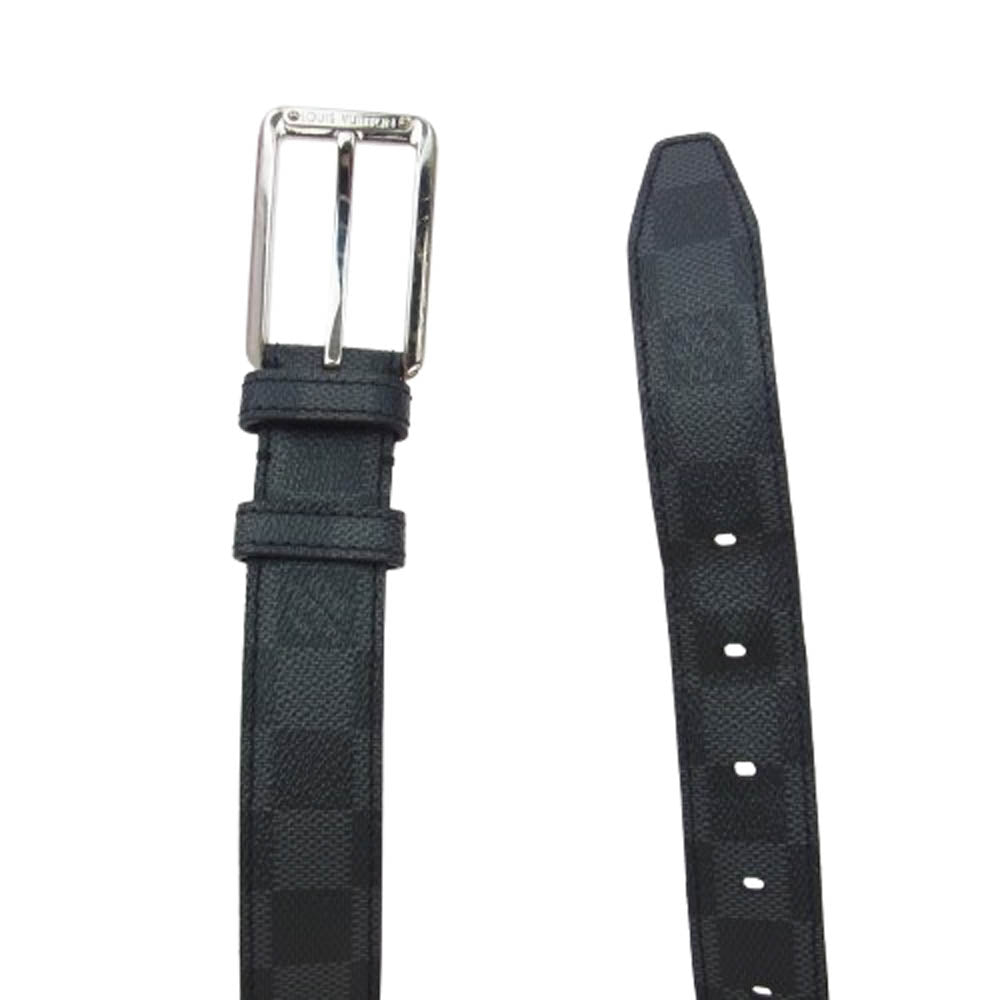 LOUIS VUITTON ルイ・ヴィトン M9636 ダミエグラフィット シルバー金具 スクエアバックル ベルト ブラック系【中古】