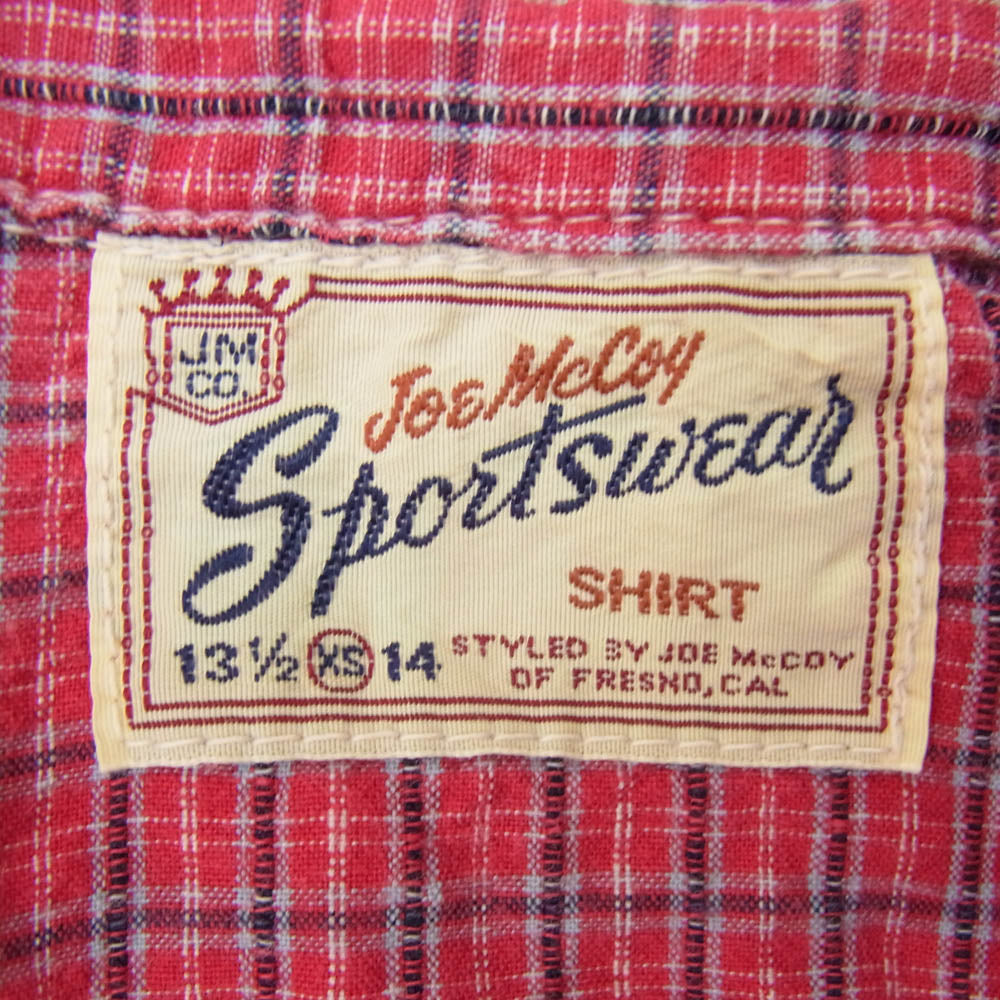 The REAL McCOY'S ザリアルマッコイズ JOE McCOY ジョーマッコイ 長袖 チェック シャツ レッド系 XS【中古】
