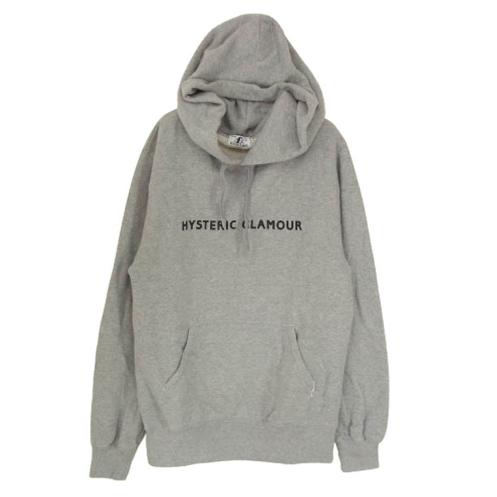 HYSTERIC GLAMOUR ヒステリックグラマー 02203CF11 GUITAR GIRL ギターガール ロゴ プリント プルオーバー フーディ パーカー グレー系 S【中古】